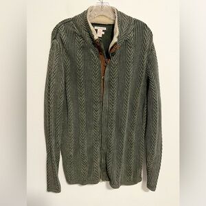 Carbon2Colbalt Men’s Timberline Herringbone Knit Fisherman Sweater Cardigan. XL